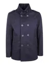 Herno Military Short Peacoat Coat In Blue