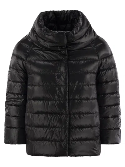 Herno Mini Cape With Jewelled Sleeves In Black