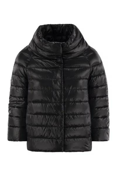 Herno Mini Cape With Jewelled Sleeves In Black