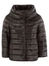 Herno Mini Cape With Jewelled Sleeves In Brown