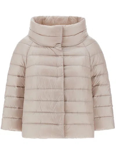 Herno Mini Jacket In Ultralight Nylon With Jewel Sleeves In Neutral