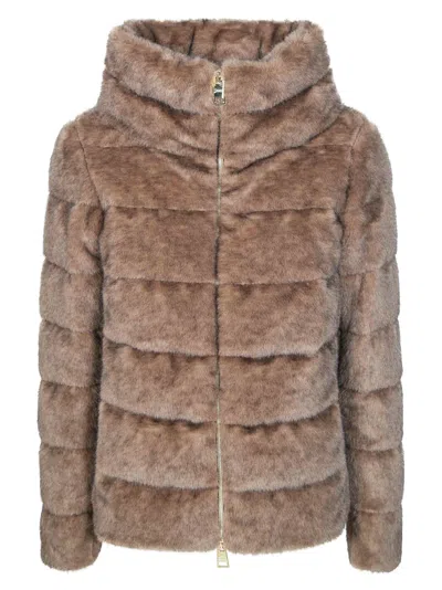 Herno Mini Light Puffer Jacket In Brown