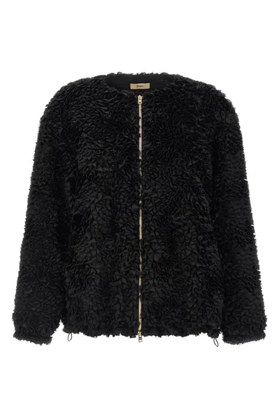 Herno Long-sleeve Ruffle Jacket In Black