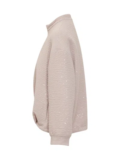 Herno Mini Zip Jacket With Paintillettes In Rosa Scuro