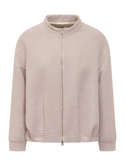 Herno Mini Zip Jacket With Paintillettes In Neutral