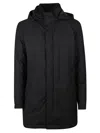 Herno Minimalist Black Coat With Hood In Blue