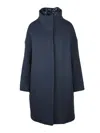 Herno Minimalist Wool-polyamide Coat With Removable Down Lining In Blue