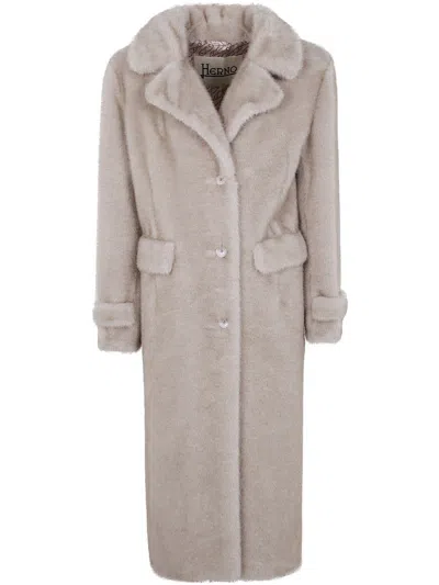 HERNO HERNO MINK FAUX FUR LONG COAT CLOTHING