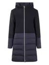 Herno Mix Fabric Medium Jacket In Blue