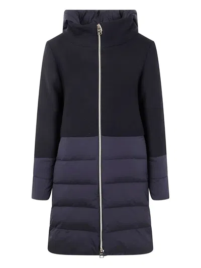 Herno Mix Fabric Medium Jacket In Blue