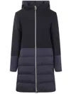 Herno Mix Fabric Medium Jacket In Blue