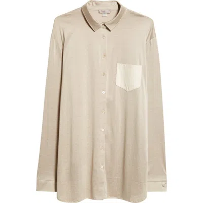 Herno Mixed Media Button-up Shirt In Champagne