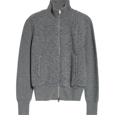 Herno Mixed Media Faux Shearling Jacket In Gray