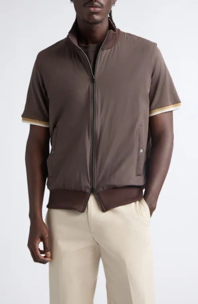 Herno Mixed Media Vest In Brown