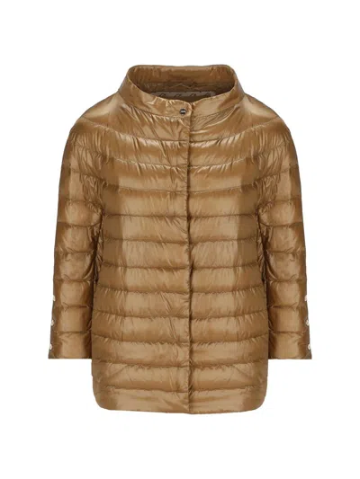 Herno Mock Neck Puffer Jacket In Cammello