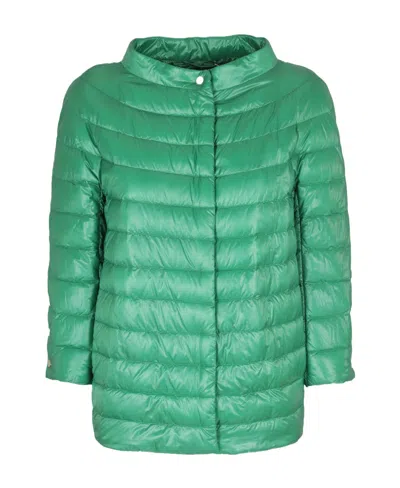 Herno Mock Neck Puffer Jacket In Green