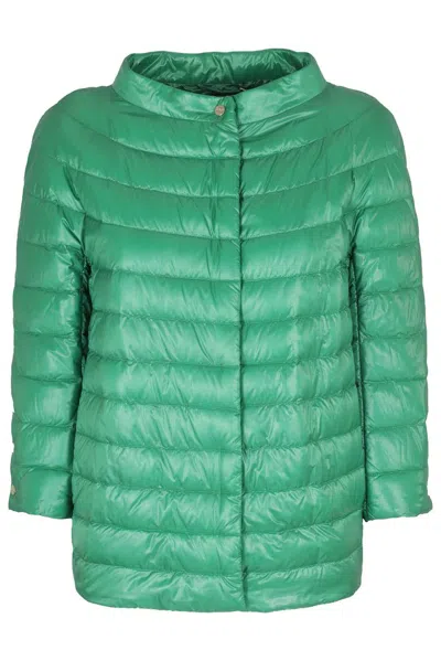 Herno Mock Neck Puffer Jacket In Green