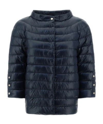 Herno Mock-neck Quilted Jacket In Blu