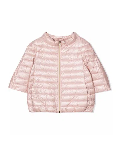 Herno Mock-neck Quilted Jacket In Pink