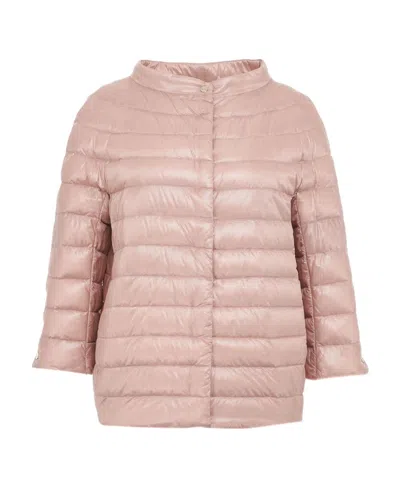 Herno Mock-neck Quilted Puffer Jacket In Pink