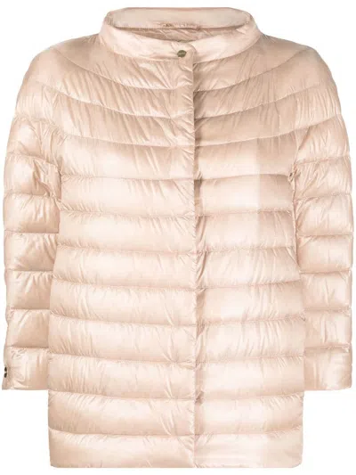Herno Mock-neck Quilted Puffer Jacket In Pink