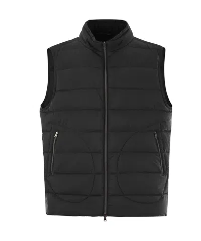 Herno Mock-neck Zipped Down Gilet In Black