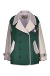 Herno Double-breasted Wide-collar Jacket In Green