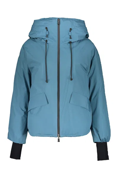 Herno Modern Down Jacket With Hood And Zip In Blue
