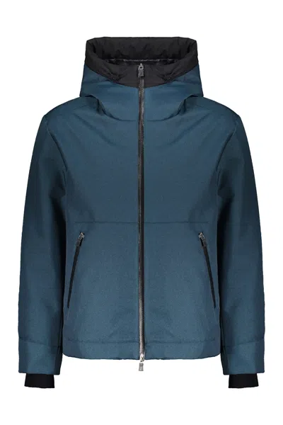 Herno Hooded Zip-up Jacket In Blue