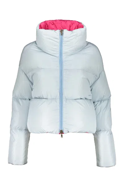 Herno Modern Winter Jacket With Pink Lining In Blue