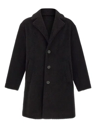 Herno Mohair Wool Singlebreast Coat In Black