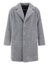 Herno Textured Mohair Wool Single Breasted Coat In Gray
