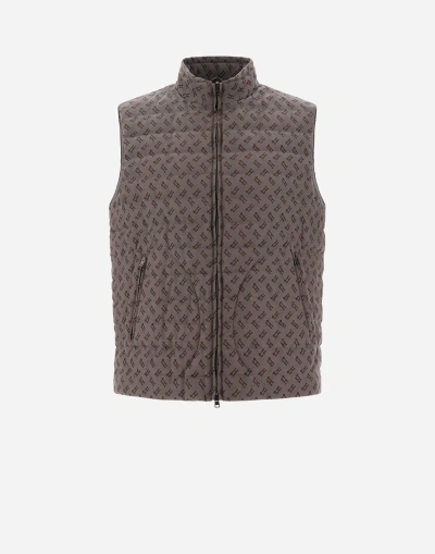 Herno Monogram Sleeveless Jacket In Dark Taupe