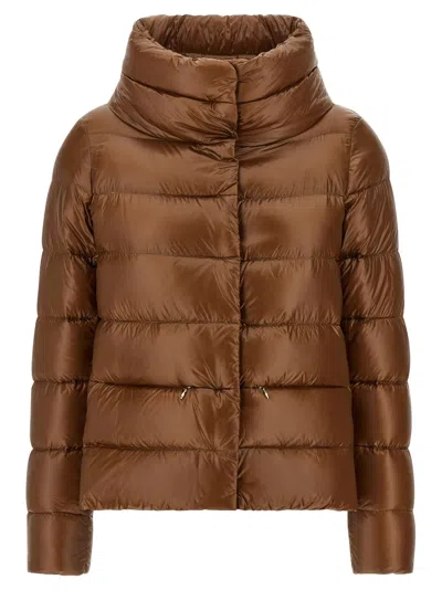 Herno Monogram Down Jacket In Brown