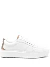 Herno Monogram-heel Leather Sneakers In White