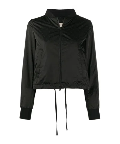 Herno Monogram-jacquard Bomber Jacket In Black
