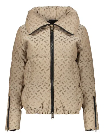 HERNO MONOGRAM-PRINT STAND-UP COLLAR PUFFER JACKET