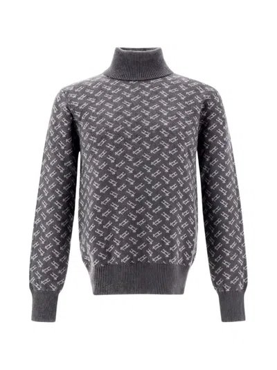 Herno Monogram-pattern Sweater In Gray