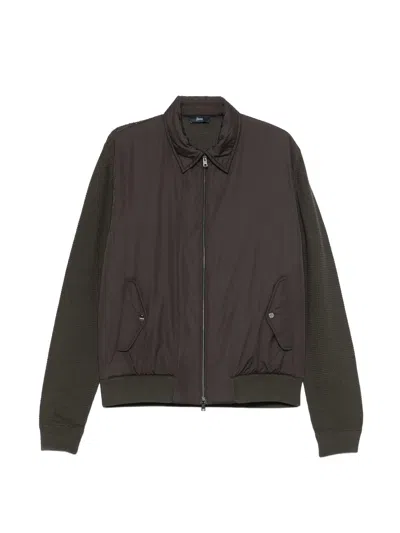 Herno Moro Cotton Polyester Bomber Knit In Brown