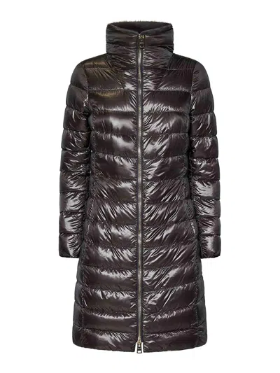 Herno Mud Gray Quilted Nylon Midi Down Jacket In Grey