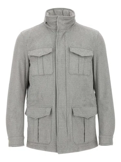 Herno Multi-pocket Field Jacket In Gray