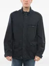 Herno Multipocketed Linen Blend Jacket With Front Zip In Blue