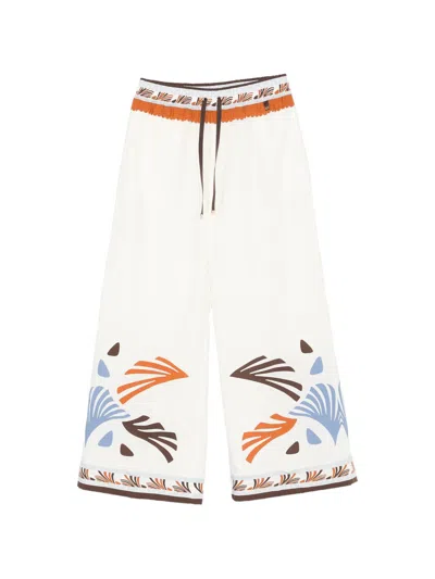Herno Multicolor Cotton Trousers In White
