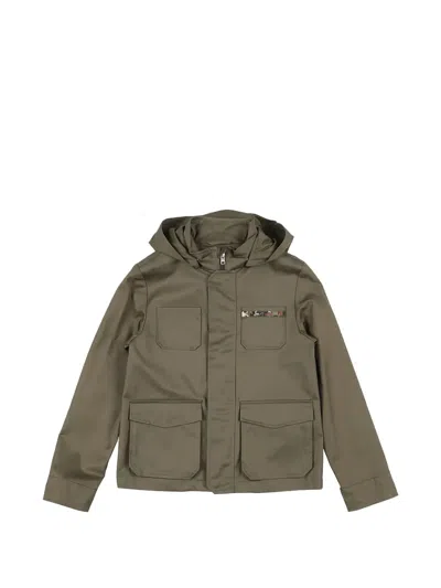 Herno Kids' Multi-pocket Hooded Jacket In Green