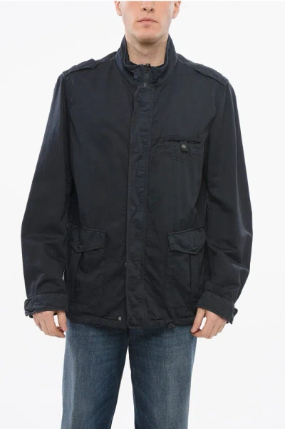 HERNO MULTIPOCKETED LINEN BLEND JACKET WITH FRONT ZIP