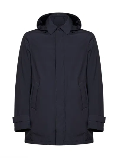 Herno Navy Blue 2 Layers Windstopper Hooded Parka