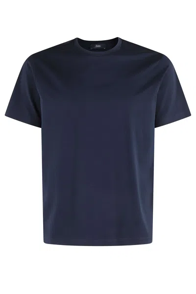 Herno Navy Blue Basic Crew-neck Stretch Cotton T-shirt