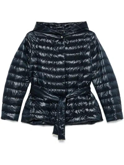 HERNO NAVY BLUE BELTED JACKET