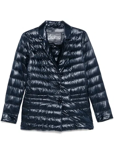 HERNO HERNO NAVY BLUE BUTTON FASTENING JACKET