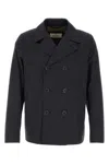 Herno Navy Blue Cotton Trench Coat In Blunavy